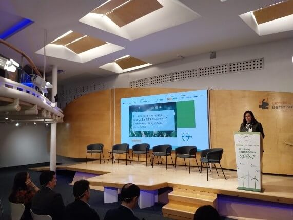 Profesional de Enagás durante su intervención en un evento